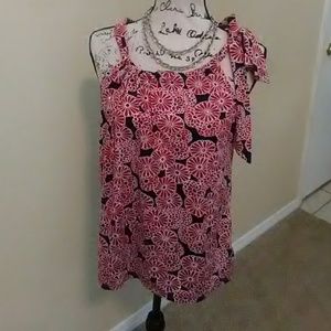 INC red sparkle sleeveless top with the top